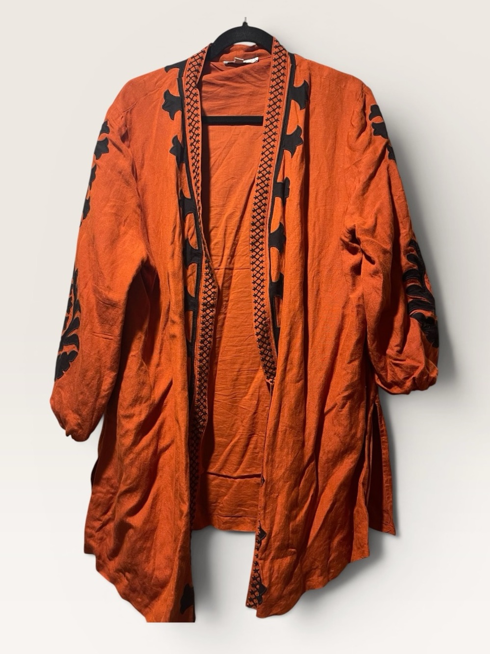 Chico’s Linen Blend Applique Jacket, Rust/Black, Size XL, GUC - Picture 5 of 9